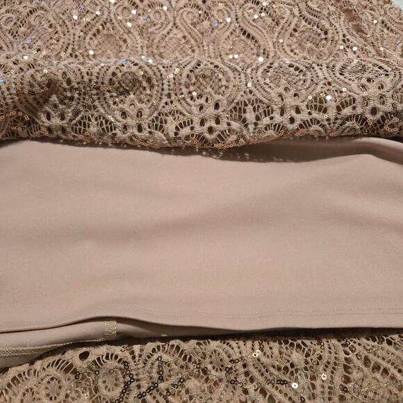 Marina Sequined Lace Gown Blush Baby pink Feminine Mother of the bride Glamorous - Picture 11 of 13